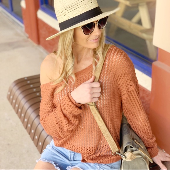 ✨RESTOCKED✨Rust Open Knit Spring Sweater - Picture 2 of 4